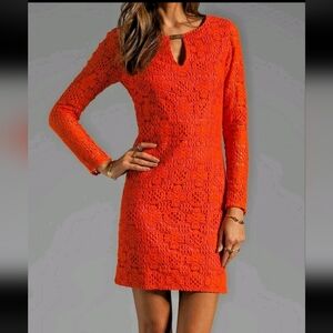 Trina Turk Boardwalk Lace Crandon Shift Dress Orange Pink Size 8